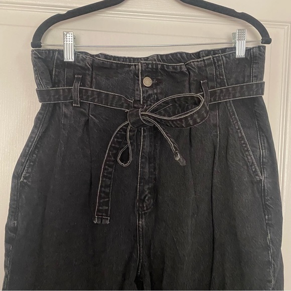 Abercrombie & Fitch High Rise Paperbag Waist Jeans 32 14 Dark Grey Washed Black - Picture 4 of 4